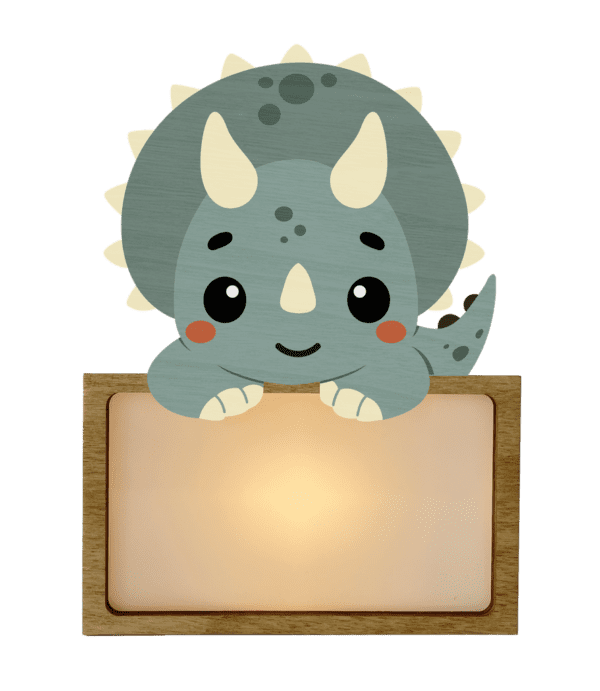 Lámpara Pequeña Dinosaurio Triceratops Con Kit De Letras