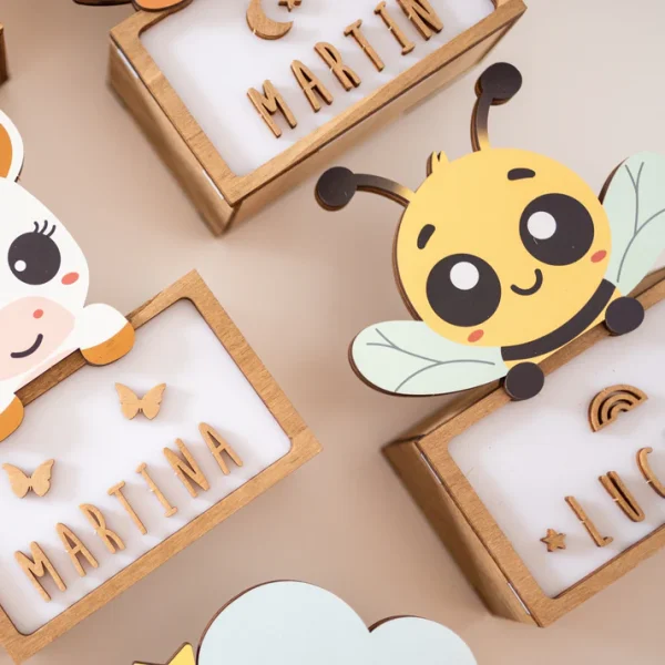 Lámpara Pequeña Abeja Con Kit De Letras - Imagen 3