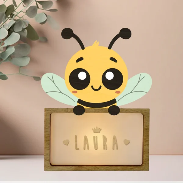 Lámpara Pequeña Abeja Con Kit De Letras