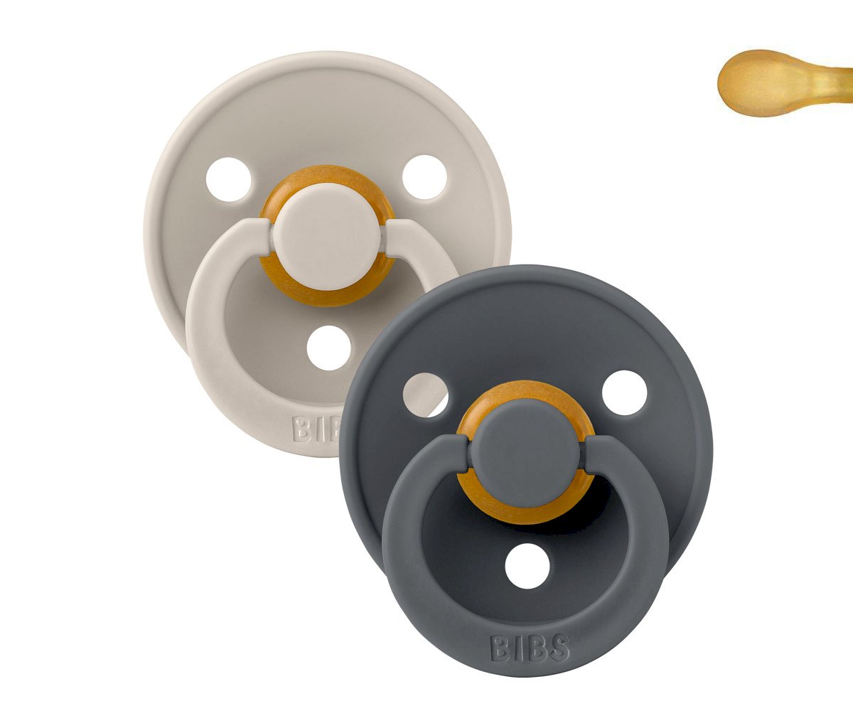 2 Chupetes BIBS Colour Simétrica Sand/Iron T.2 6-18m