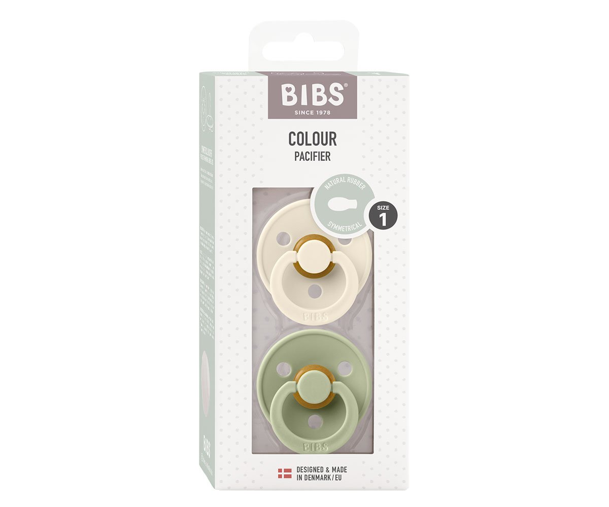 2 Chupetes BIBS Colour Simétrica Ivory/Sage T.2 6-18m - Imagen 2