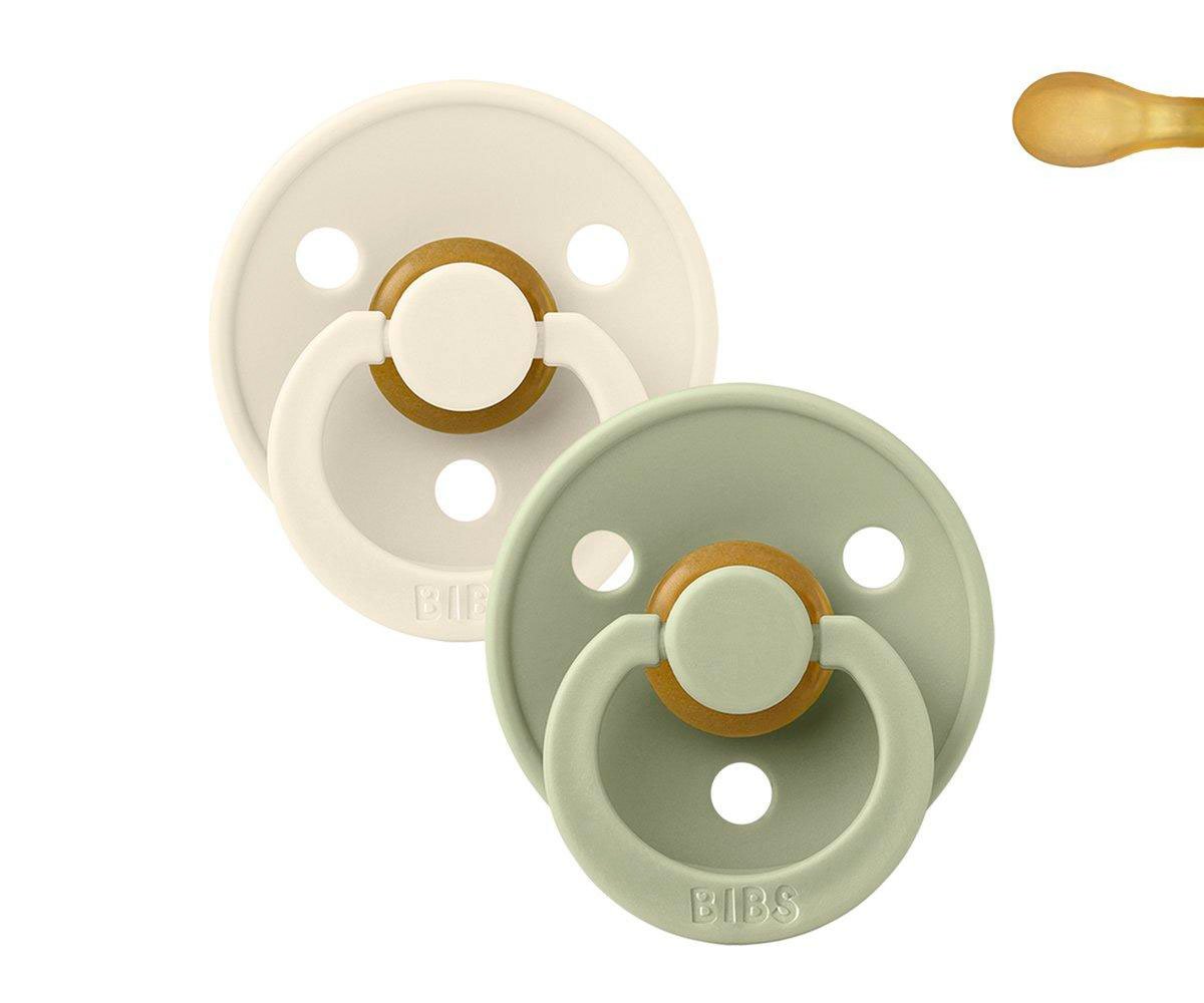 2 Chupetes BIBS Colour Simétrica Ivory/Sage T.2 6-18m