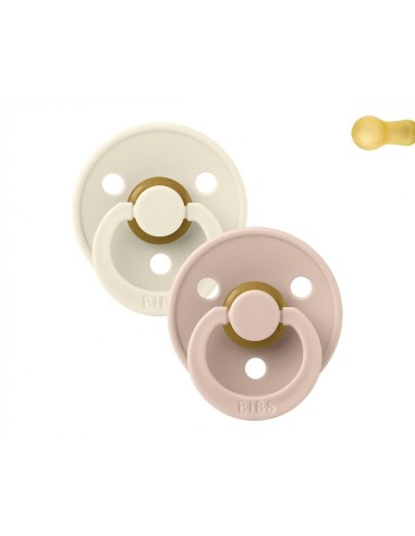 2 Chupetes BIBS Colour Round Ivory/Blush T.2 6-18m