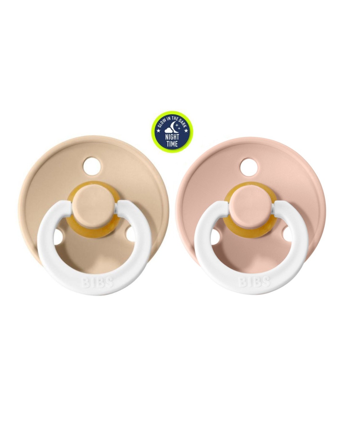 2 Chupetes Nocturnos BIBS Colour Round BLUSH VAINILLA 6-18M