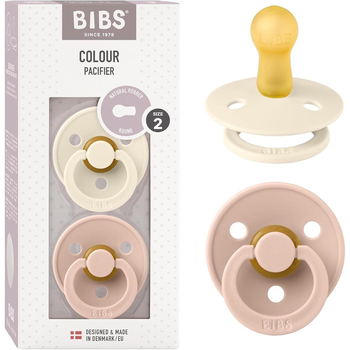 2 Chupetes BIBS Colour Round Ivory/Blush T.2 6-18m - Imagen 2