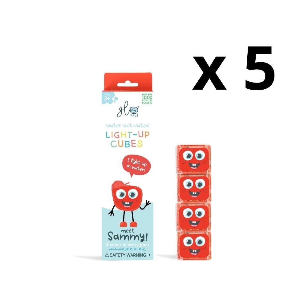 SET 5 PACKS CUBOS LUZ SAMMY-ROJO Glo Pals