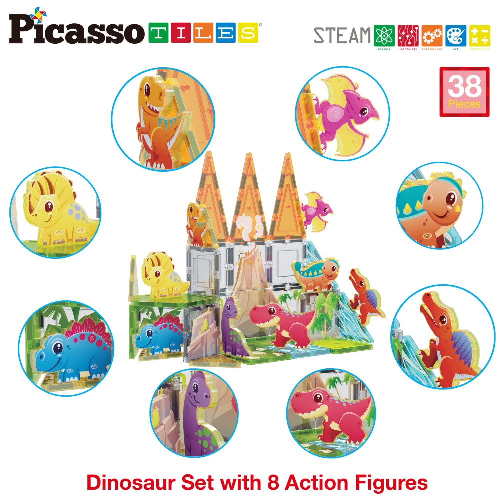 Picasso Tiles - Bloques Magnéticos Dinosaurios - Imagen 7
