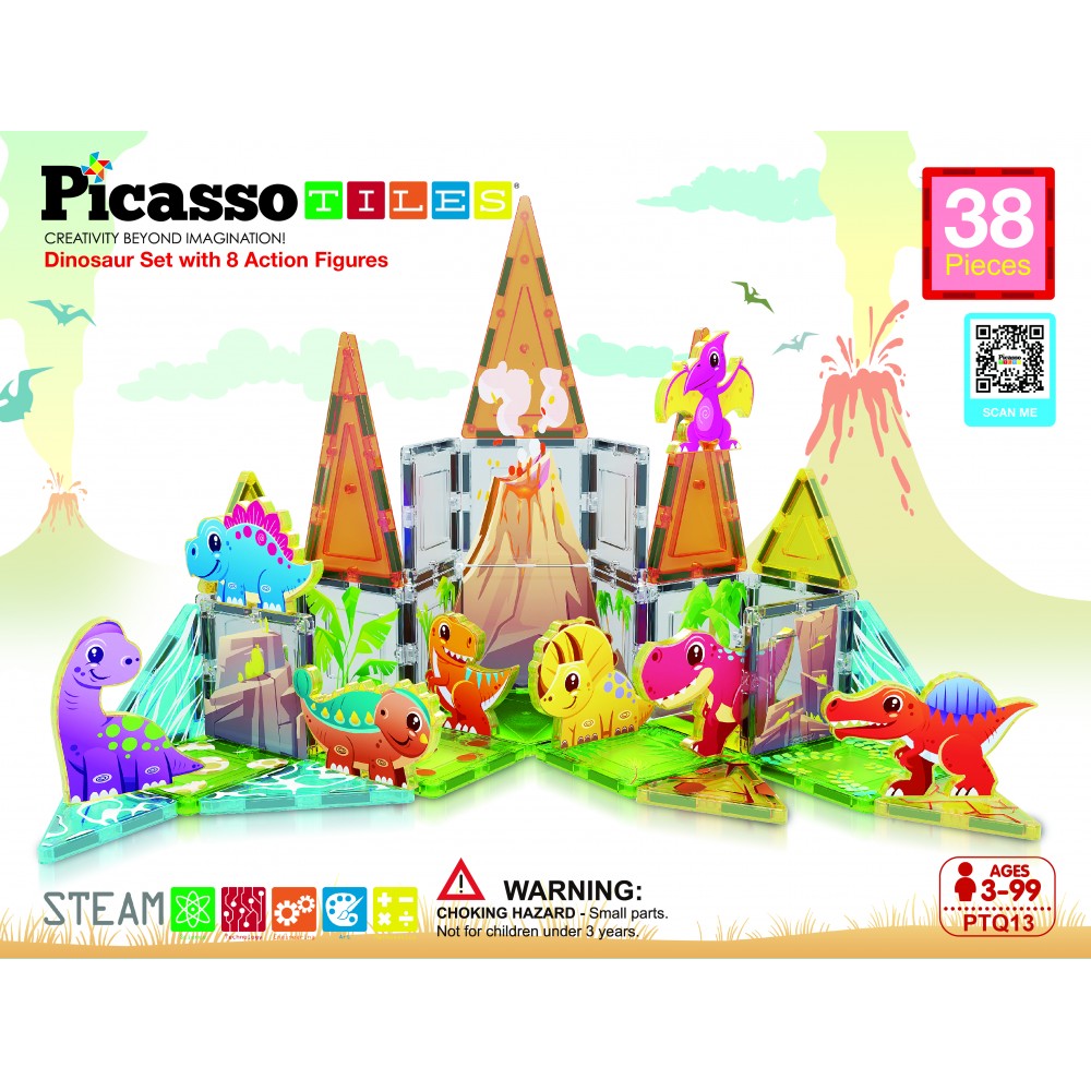 Picasso Tiles - Bloques Magnéticos Dinosaurios