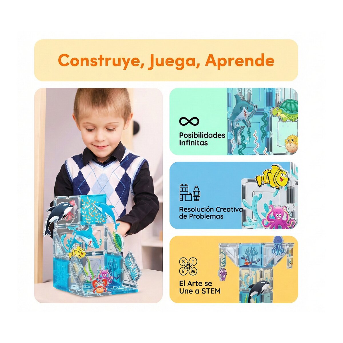 Picasso Tiles - Bloques Magnéticos Océano - Imagen 4