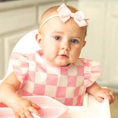 PACK 3 BABEROS ROSA CUADROS-BEIGE CUADROS-ROSA- 6-24 meses - Imagen 4