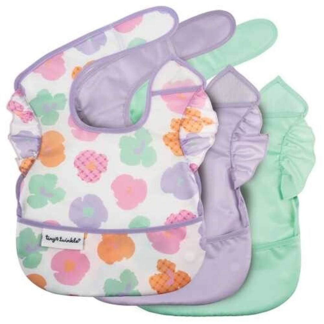 PACK 3 BABEROS VERDE LILA FLORES POP 6-36 meses